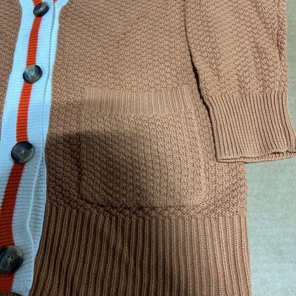 NWT Aerie Varsity Letterman Orange Oversized Cardigan Sweater w/ Pockets "06" - Picture 7 of 10